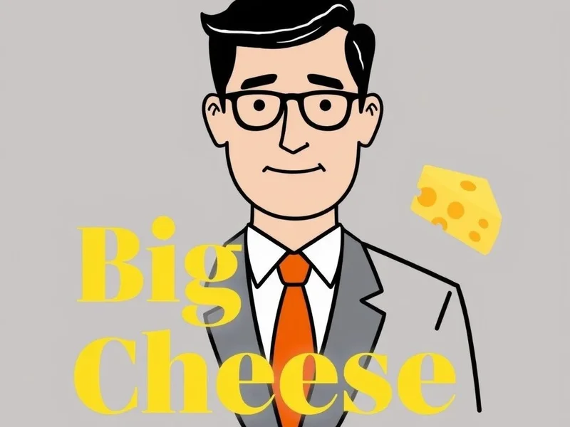 A stylized graphic representing an important person, perhaps with a subtle cheese motif, with the text "The Big Cheese: An Important Person Idiom"
