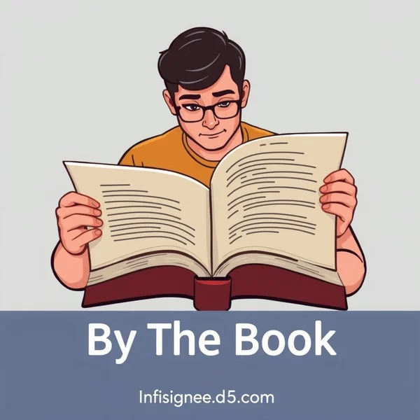Image showing a person following a rule book to understand 'By The Book'