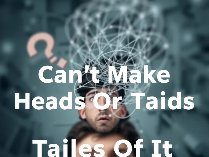 Uma pessoa parecendo confusa com um diagrama complexo para ilustrar Can't Make Heads Or Tails Of It