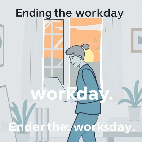 Image showing a person leaving an office or a sunset over a workplace, with text 'Call It A Day'