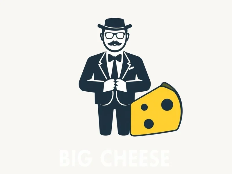A stylized graphic representing an important person, perhaps with a subtle cheese motif, with the text "The Big Cheese: An Important Person Idiom"