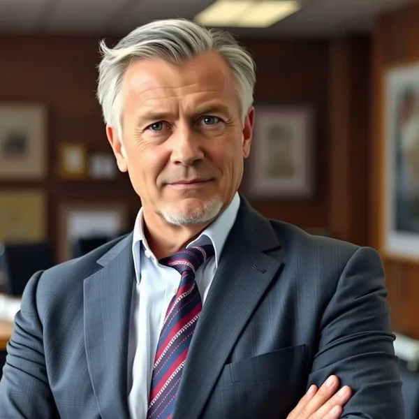 Image of a distinguished individual in a business setting, representing a Captain Of Industry