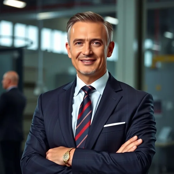 Image of a distinguished individual in a business setting, representing a Captain Of Industry