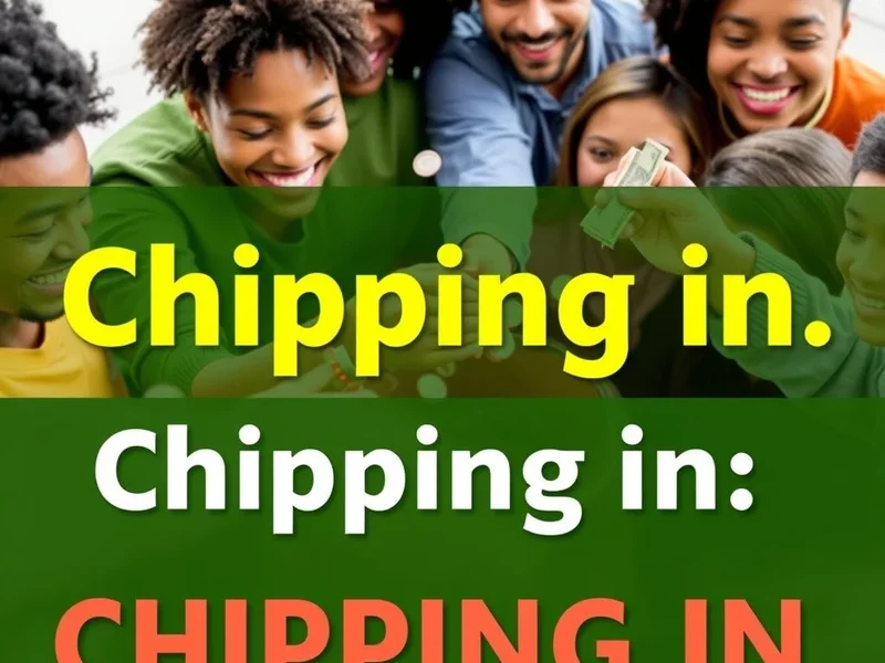Mọi người cùng góp tiền, minh họa cho thành ngữ "Chip In"
