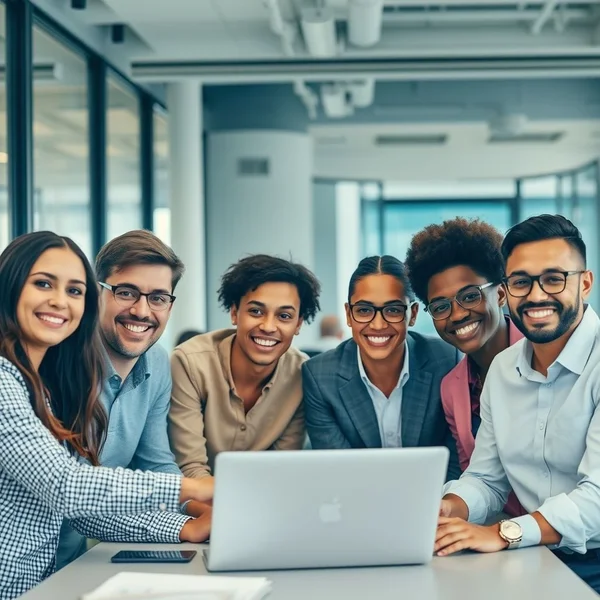 Image title: Members of a Close-Knit Team Collaborating