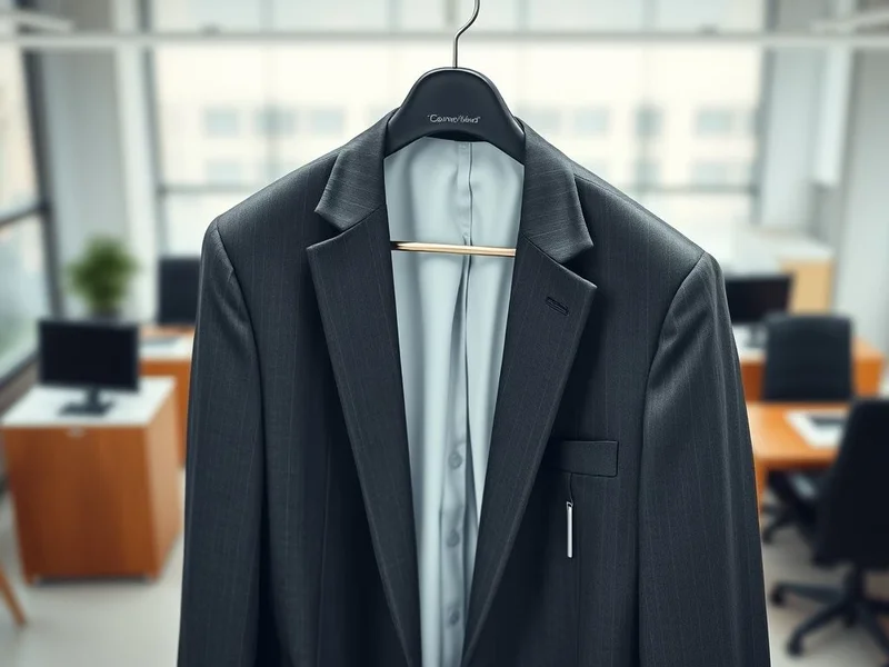 An empty suit hanging on a hanger, symbolizing the idiom "Empty Suit"