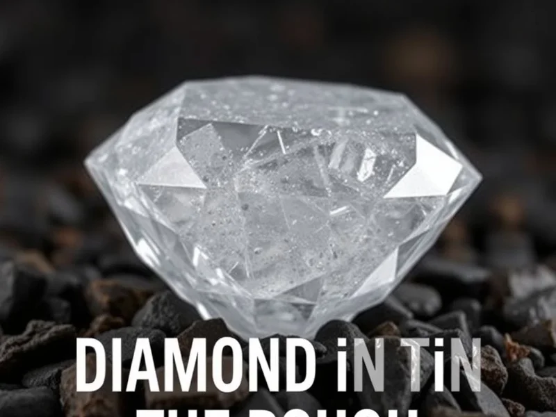 Um diamante parcialmente lapidado em um cenário rochoso, ilustrando o idioma Diamond In The Rough