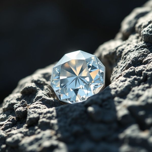 A partially polished diamond in a rocky setting, illustrating the idiom Diamond In The Rough