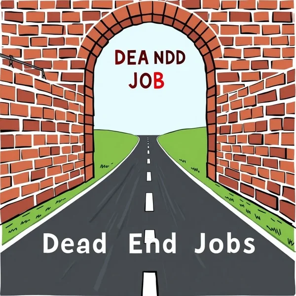Illustration of a road leading to a brick wall, signifying a Dead End Job