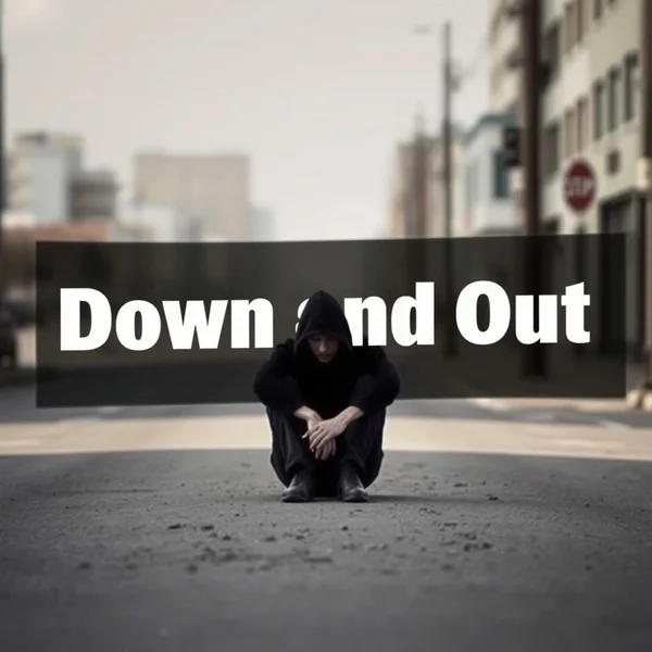 Man sitting alone looking Down And Out