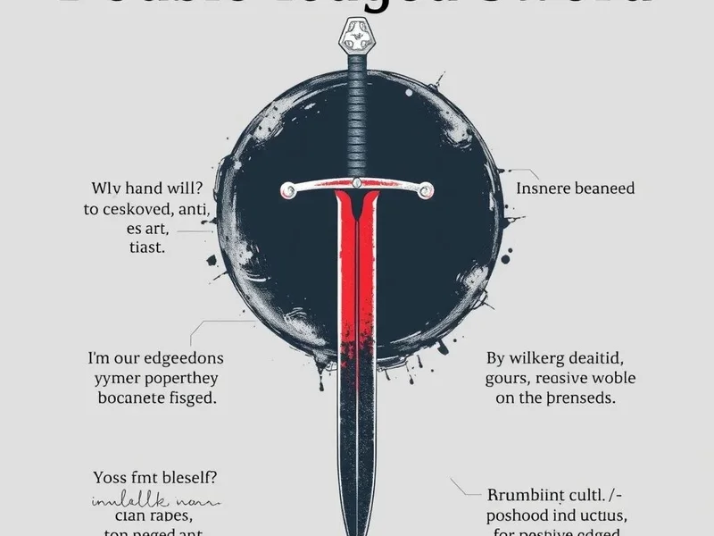 A sword with two sharp edges, illustrating the idiom "Double-Edged Sword"