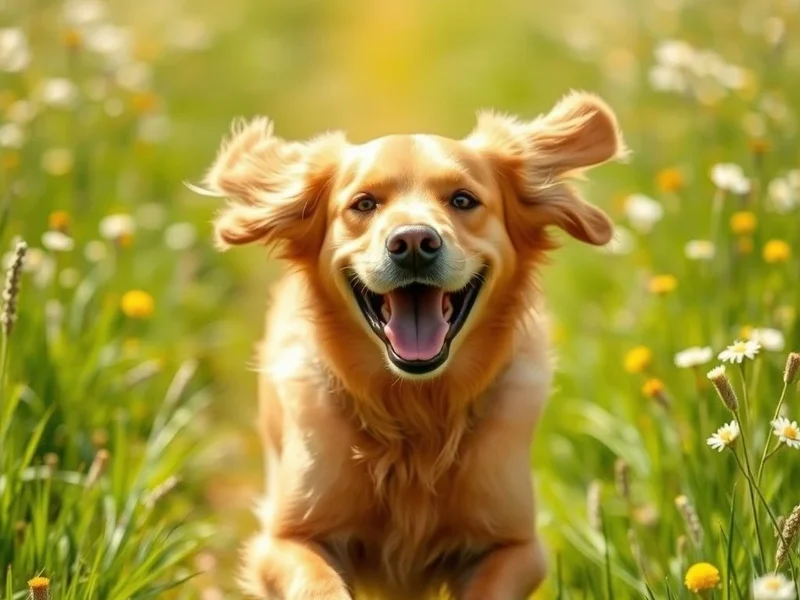 A happy dog basking in sunshine, illustrating the idiom "Every Dog Has Its Day"