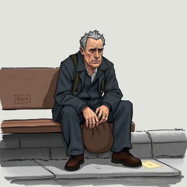 Man sitting alone looking Down And Out
