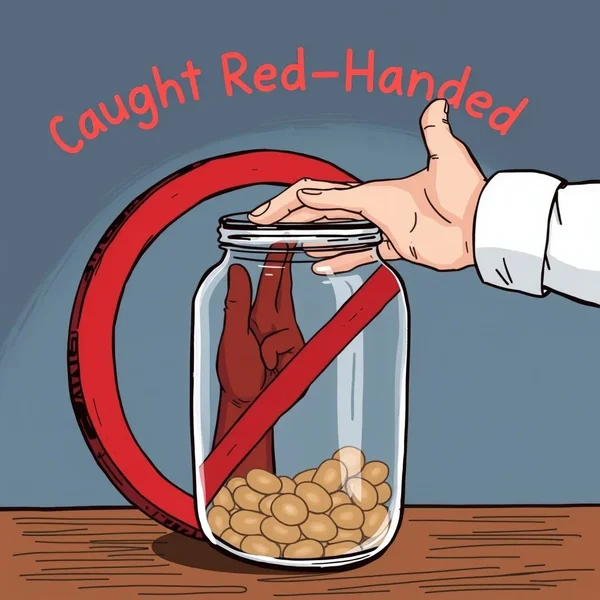 Understanding the idiom Caught Red-Handed