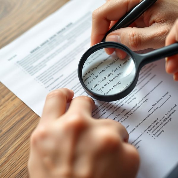 Image showing someone carefully reviewing a document, illustrating the meaning of Dot The I's And Cross The T's