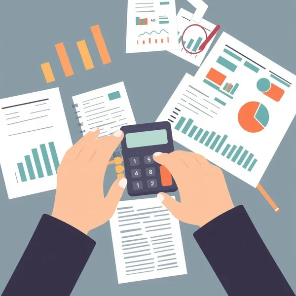 Một máy tính và bảng tính minh họa khái niệm về cách Crunch The Numbers