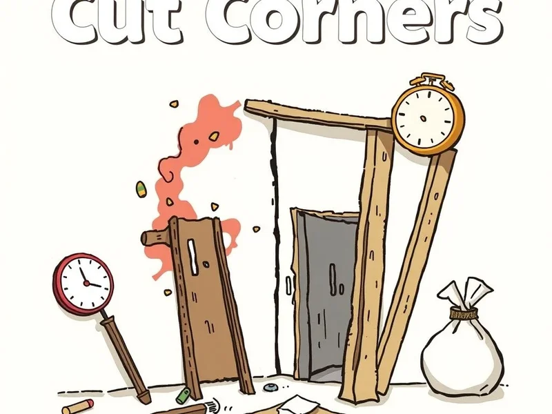 Illustration of the idiom Cut Corners and its meaning