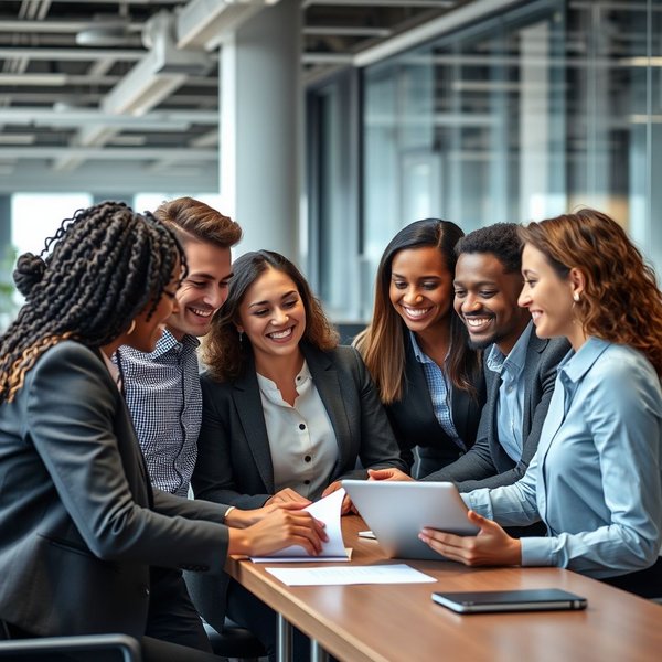 Image title: Members of a Close-Knit Team Collaborating
