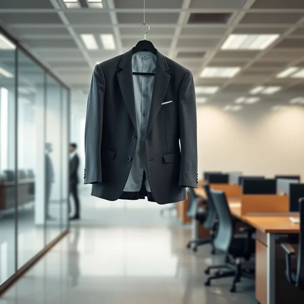 An empty suit hanging on a hanger, symbolizing the idiom "Empty Suit"