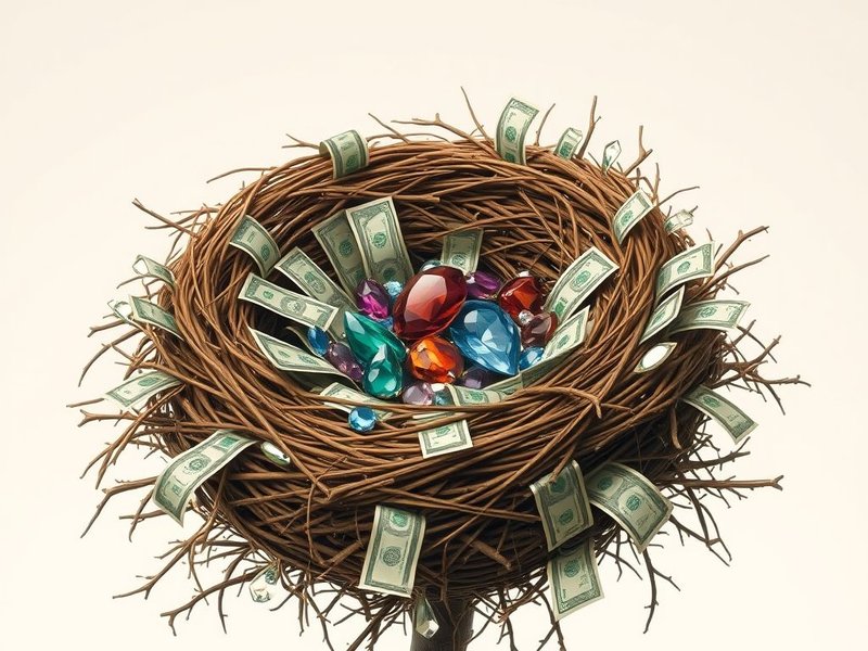 A comfortable nest with feathers, symbolizing someone enriching themselves, illustrating the idiom Feather One's Own Nest