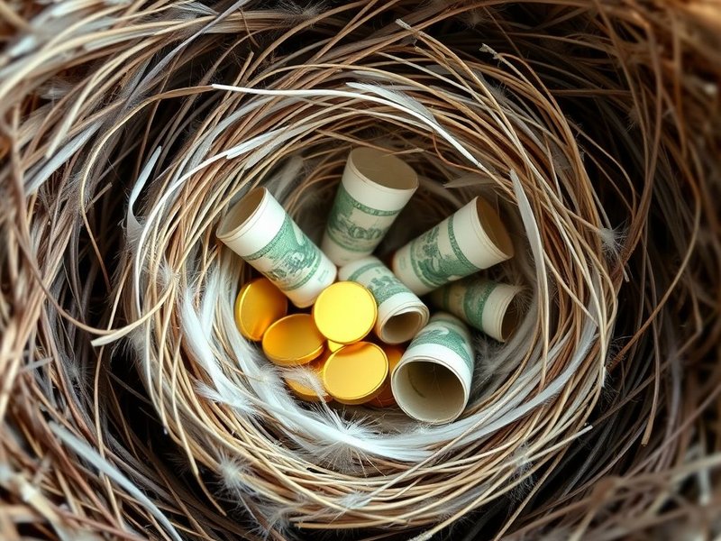 A comfortable nest with feathers, symbolizing someone enriching themselves, illustrating the idiom Feather One's Own Nest