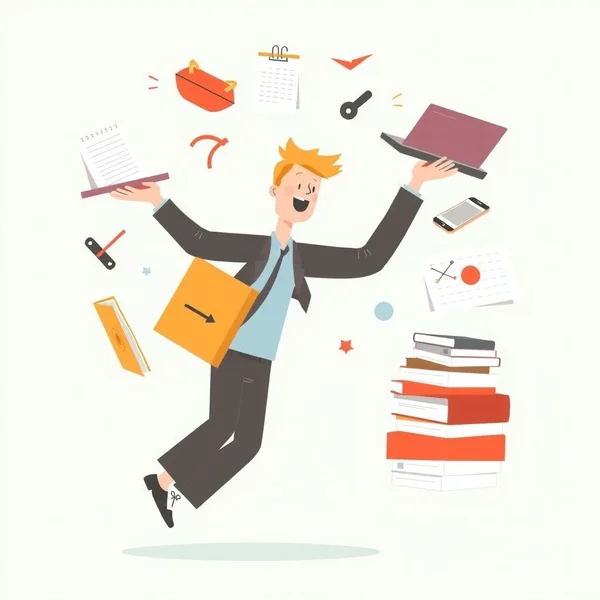 Illustration of a person juggling many items representing having a Full Plate