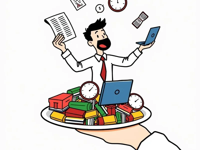Illustration of a person juggling many items representing having a Full Plate