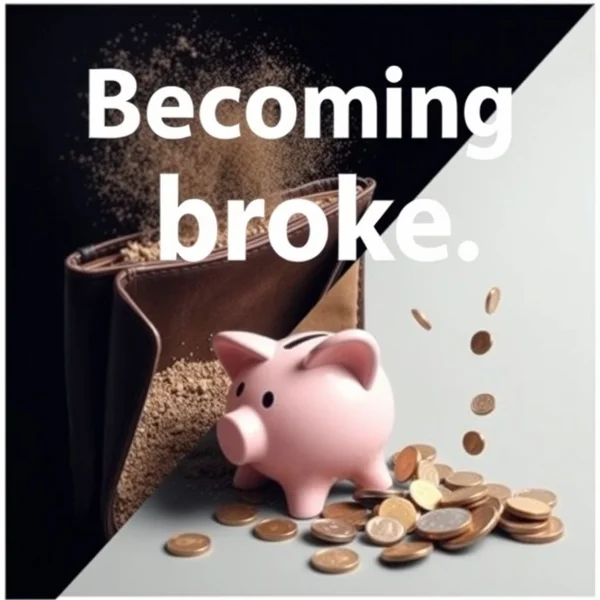 A visual representation of what it means to Go Broke, like an empty wallet or a shattered piggy bank