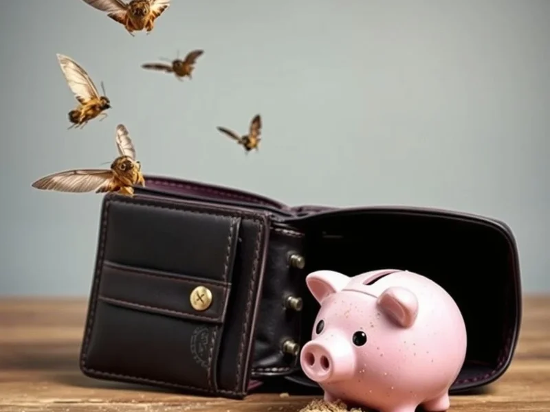 A visual representation of what it means to Go Broke, like an empty wallet or a shattered piggy bank