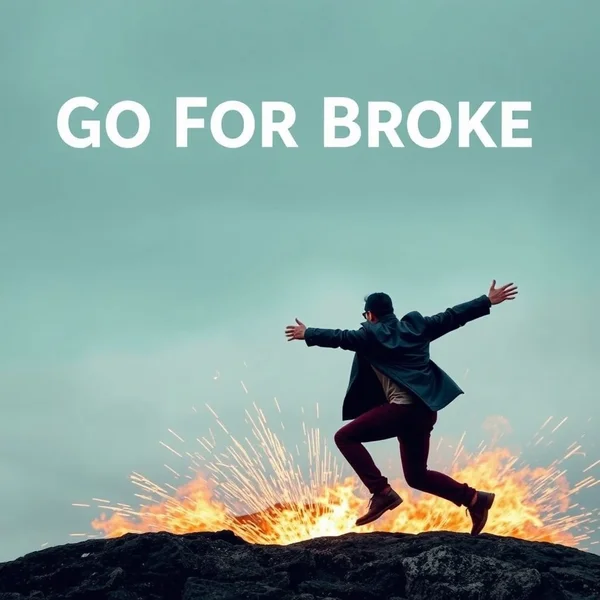 Imagen que muestra un concepto de riesgo o esfuerzo total relacionado con el modismo Go For Broke