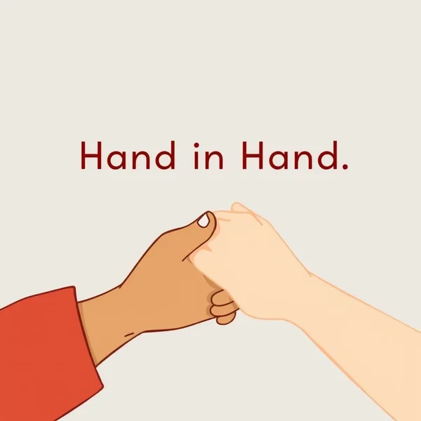 Image: Two hands clasped together, illustrating the concept of "Go Hand In Hand"