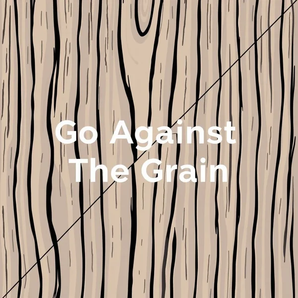 Illustration of wood grain with one path going against it, representing the idiom Go Against The Grain