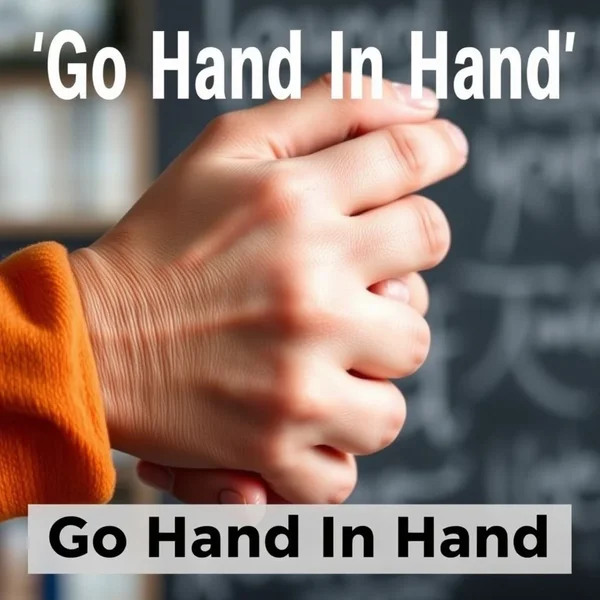 Image: Two hands clasped together, illustrating the concept of "Go Hand In Hand"