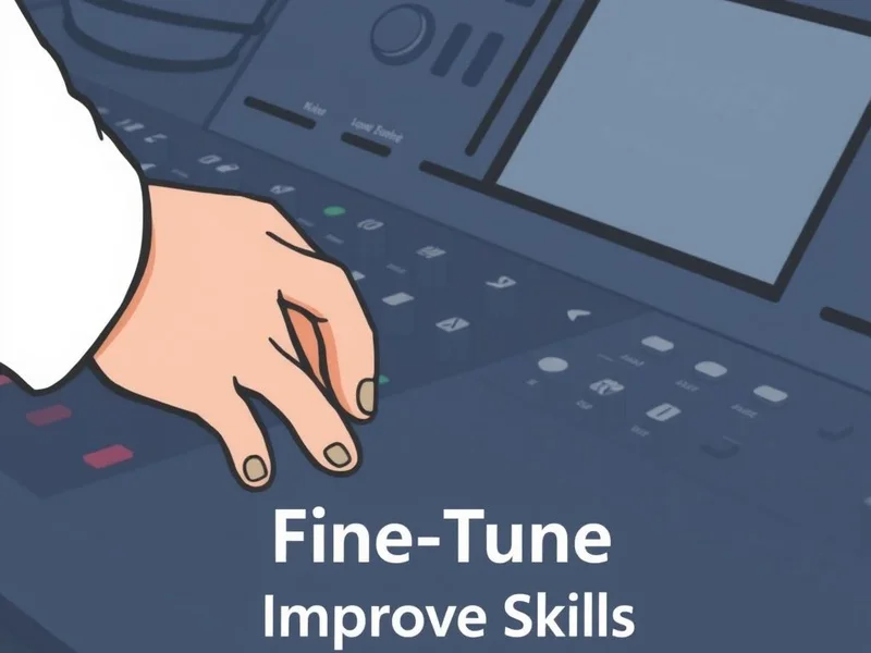 Image showing someone making small adjustments to an instrument or machine, with the text "Understanding how to Fine-Tune your English skills"