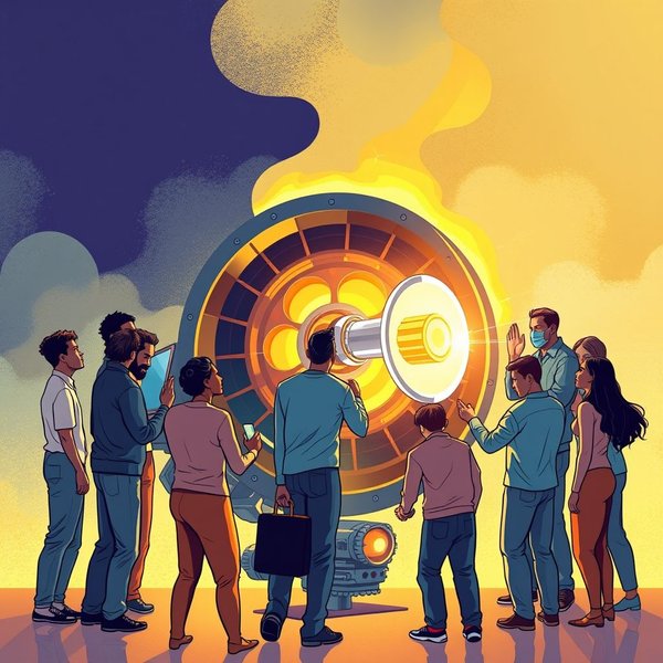 Illustration representing 'Fire On All Cylinders' with dynamic gears and sparks to show peak performance