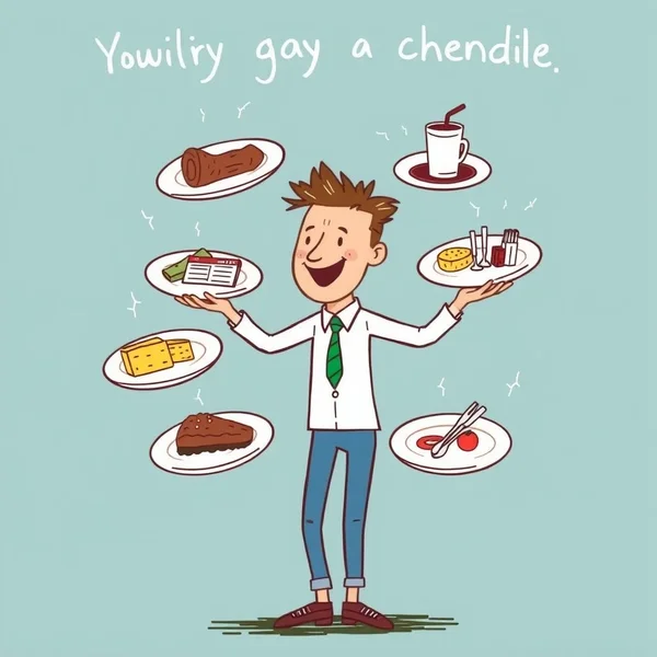 Illustration of a person juggling many items representing having a Full Plate