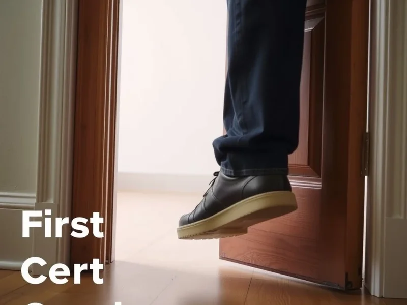 Image title: A person placing their foot inside an opening door, illustrating the idiom 'Foot In The Door'