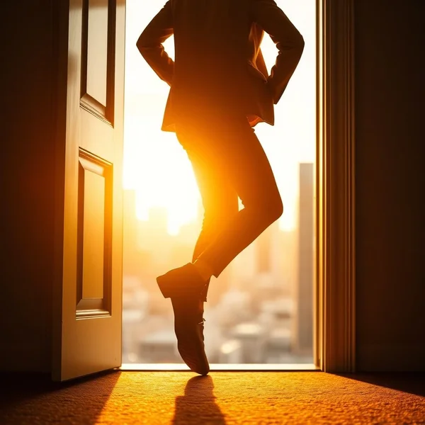 Image title: A person placing their foot inside an opening door, illustrating the idiom 'Foot In The Door'