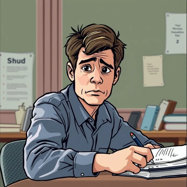 Man looking bored while working, illustrating the concept of 'Go Through The Motions'