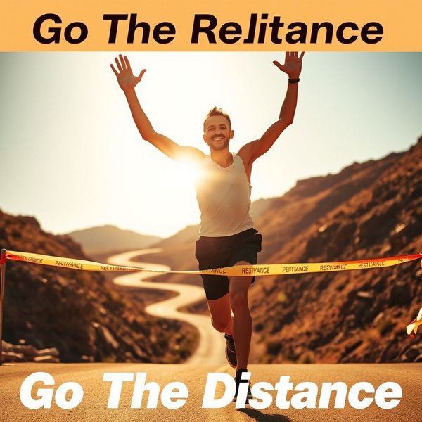 Image showing a runner crossing a finish line, illustrating the concept of 'Go The Distance'