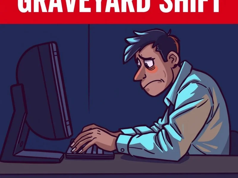 Man working late at night during the Graveyard Shift