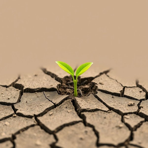 Image of a seedling breaking through dry earth, symbolizing something new and groundbreaking. The image title is: Seedling representing groundbreaking ideas