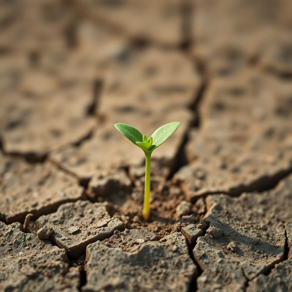 Image of a seedling breaking through dry earth, symbolizing something new and groundbreaking. The image title is: Seedling representing groundbreaking ideas