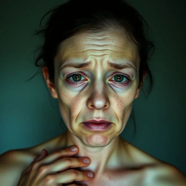 A person looking Green Around The Gills, perhaps slightly queasy