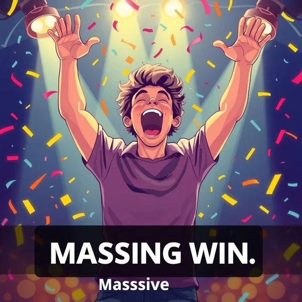 Uma pessoa celebrando uma vitória, ilustrando o conceito de Hit The Jackpot