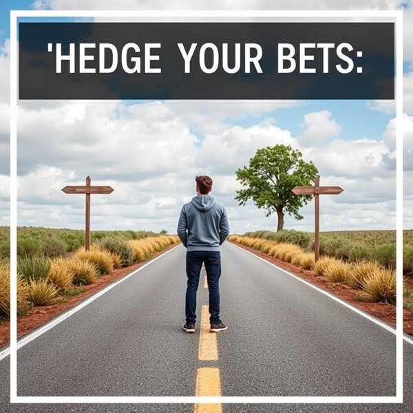 Hình ảnh một người đang xem xét hai con đường để minh họa khái niệm "Hedge Your Bets"
