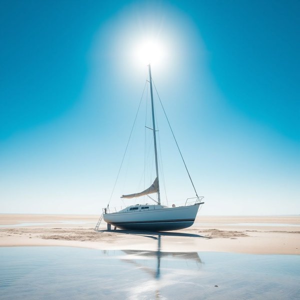Image showing a boat stuck on sand, illustrating being left High And Dry