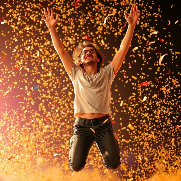 A person celebrating a win, illustrating the concept of Hit The Jackpot