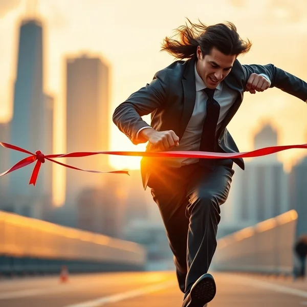 A person ready to Hit The Road Running illustrating the idiom