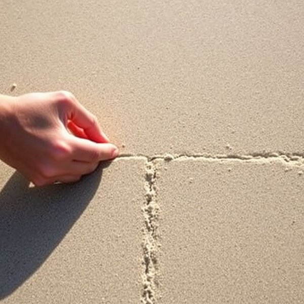 Desenhando uma Line In The Sand na praia